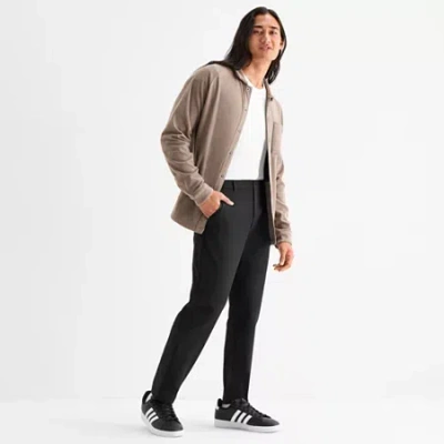 Stylus Mens Slim Fit Flat Front Pant In Black