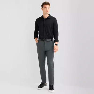 Stylus Mens Slim Fit Flat Front Pant In Gray