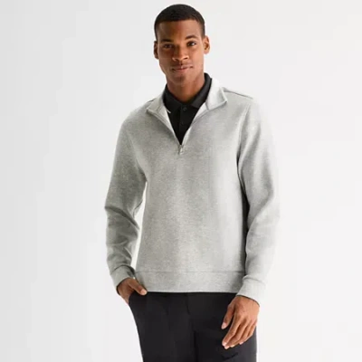 Stylus Mens High Neck Long Sleeve Quarter-zip Pullover In Gray