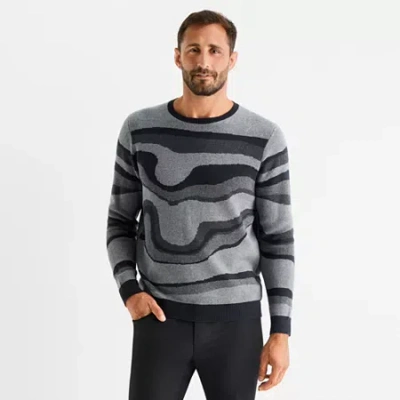 Stylus Mens Crew Neck Long Sleeve Pullover Sweater In Gray
