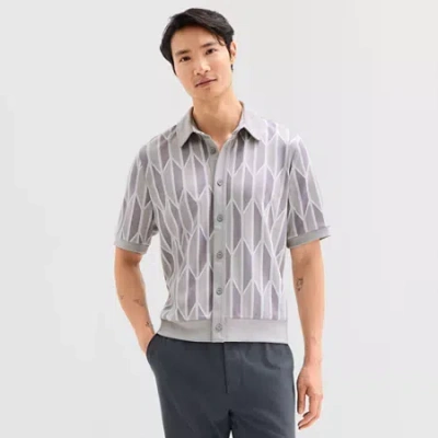 Stylus Mens Short Sleeve Regular Fit Button-down Shirt In Purple