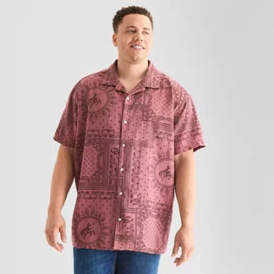 Arizona Mens Big And Tall Short Sleeve Button Down Shirt In Pink