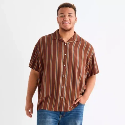 Arizona Mens Short Sleeve Regular Fit Big And Tall Button-down Shirt In Red