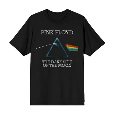 Novelty Mens Crew Neck Short Sleeve Relaxed Fit Pink Floyd Graphic T-shirt In Black