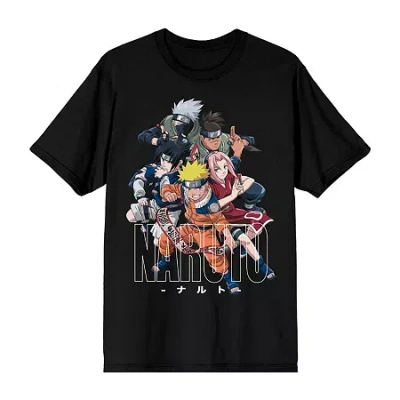 Novelty Mens Crew Neck Short Sleeve Relaxed Fit Naruto Graphic T-shirt In Black