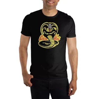 Novelty Mens Crew Neck Short Sleeve Relaxed Fit Cobra Kai Graphic T-shirt In Black