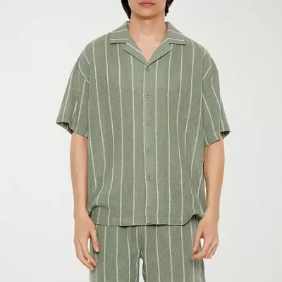 Forever 21 Mens Short Sleeve Regular Fit Button-down Shirt In White