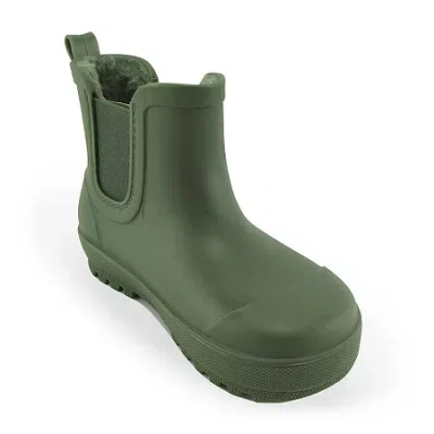 Bearpaw Toddler Chelsea Rain Boots With Faux-fur Lining In Green