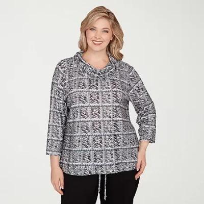 Hearts Of Palm Womens Plus Cowl Neck 3/4 Sleeve T-shirt In Gray