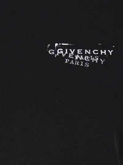 Givenchy Women Black Crew Neck T-shirt With Logo On Front And Back In Cotton Woman In Black