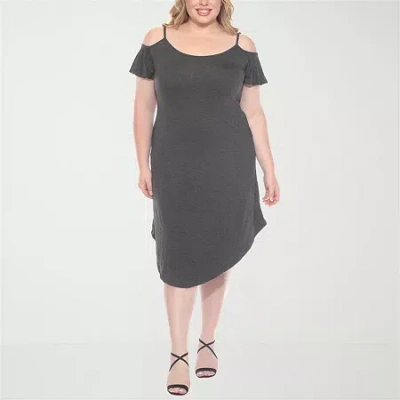White Mark Womens Plus Short Sleeve Sundress In Black
