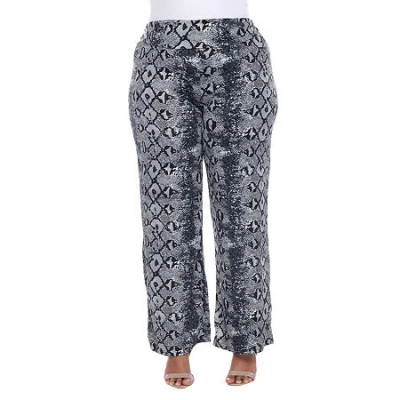 White Mark Womens Plus Mid Rise Wide Leg Palazzo Pant In Gray