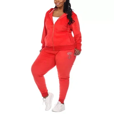 White Mark Adjustable Waist 2-pc. Track Suit Plus In Red