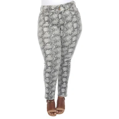 White Mark Womens Plus Stretch Fabric Straight Mid Rise Ankle Pant In White