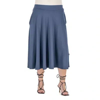 24seven Comfort Apparel Womens Plus Mid Rise A-line Skirt In Blue