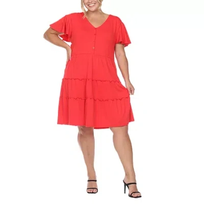 White Mark Womens Plus Short Sleeve Sundress In Red