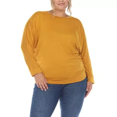 White Mark Womens Round Neck Long Sleeve Tunic Top In Yellow