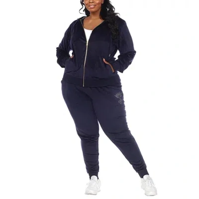 White Mark Adjustable Waist 2-pc. Track Suit Plus In Blue