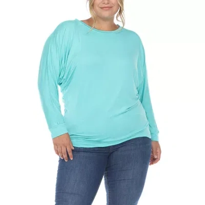 White Mark Womens Round Neck Long Sleeve Tunic Top In Green