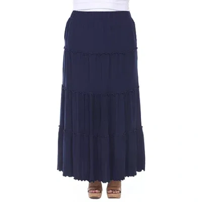 White Mark Womens Mid Rise Maxi Skirt In Blue