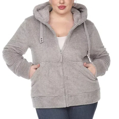 White Mark Womens Plus Hooded Midweight Quilted Coat In Gray