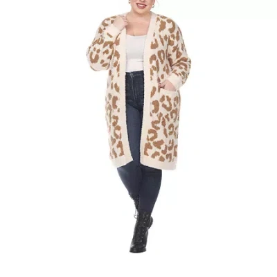 White Mark Womens Plus Midweight Coat In Brown