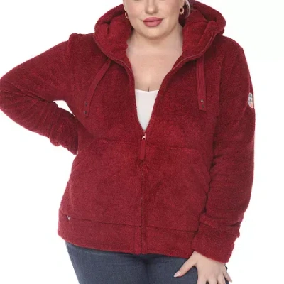 White Mark Womens Plus Hooded Midweight Quilted Coat In Red