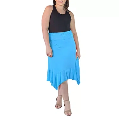 24seven Comfort Apparel Womens Plus Mid Rise Midi A-line Skirt In Green