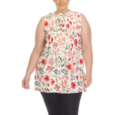 White Mark Plus Womens Crew Neck Sleeveless Tunic Top In Red