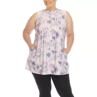White Mark Plus Womens Crew Neck Sleeveless Tunic Top In Purple