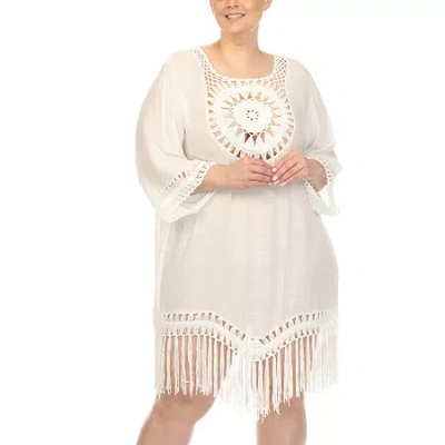 White Mark Womens Plus Dress Swimsuit Cover-up In White