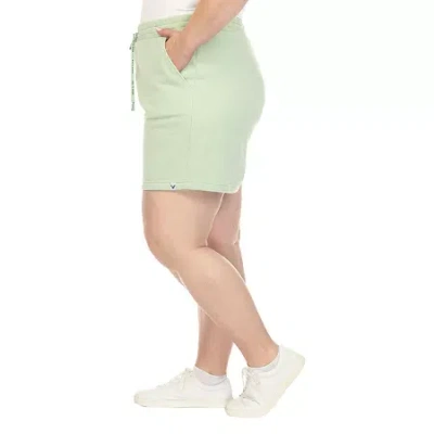 White Mark Womens High Rise Plus Pull-on Short In Green