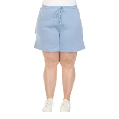 White Mark Womens High Rise Plus Pull-on Short In Blue
