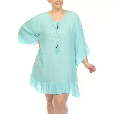 White Mark Womens Plus Dress Swimsuit Cover-up In Blue