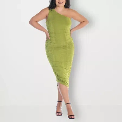 24seven Comfort Apparel Womens Plus Sleeveless Midi Casual Bodycon Dress In Green