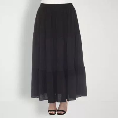 White Mark Womens Plus Maxi Skirt In Black