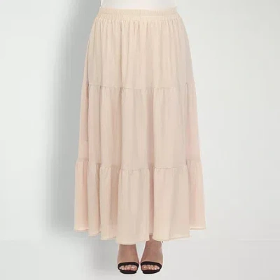White Mark Womens Plus Maxi Skirt In Sand