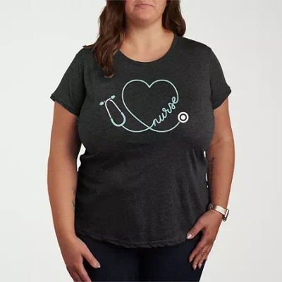 Air Waves Nurse Womens Plus Crew Neck Short Sleeve T-shirt In Brown