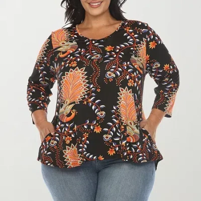 White Mark Plus Size Vibrant Boho Swing Top In Multi