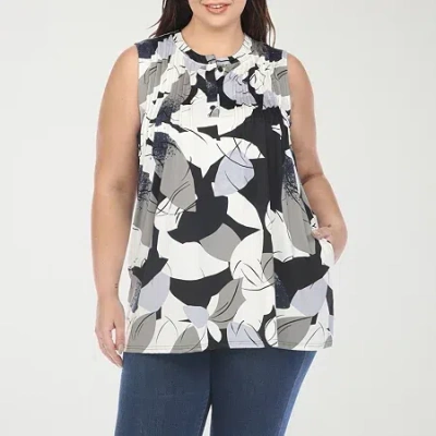 White Mark Plus Womens Crew Neck Sleeveless Tunic Top In Gray