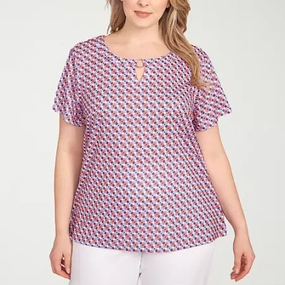 Hearts Of Palm Womens Plus Crew Neck Short Sleeve T-shirt In Red