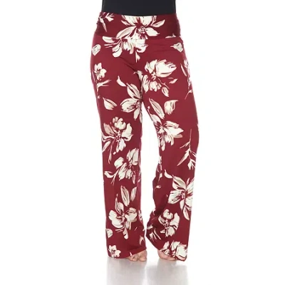 White Mark Womens Plus Mid Rise Wide Leg Palazzo Pant In Red