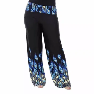 White Mark Womens Plus High Rise Wide Leg Palazzo Pant In Blue