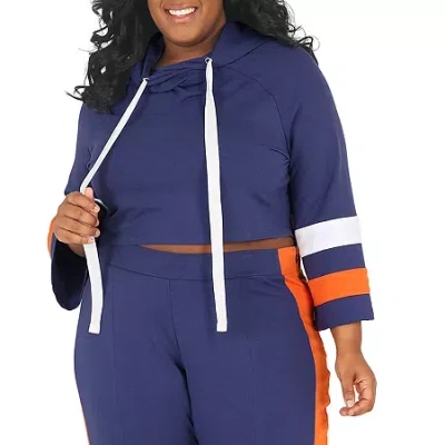 Poetic Justice Womens Plus Hooded Long Sleeve Crop Top In Orange