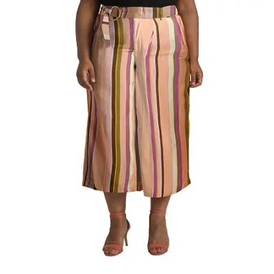 Poetic Justice Womens Plus High Rise Over Belly Wide Leg Palazzo Pant In Sand