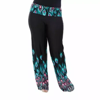 White Mark Womens Plus High Rise Wide Leg Palazzo Pant In Green