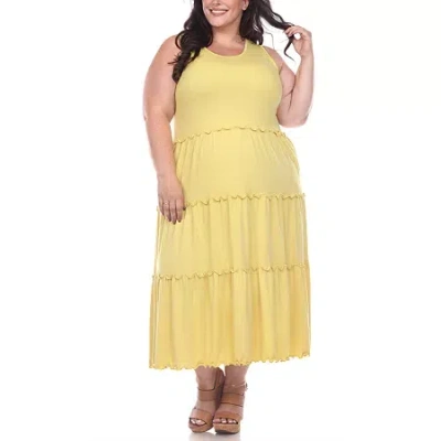 White Mark Womens Plus Sleeveless Midi Maxi Dress In Yellow