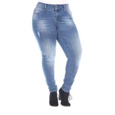 White Mark Womens Plus Mid Rise Skinny Jeggings In Blue