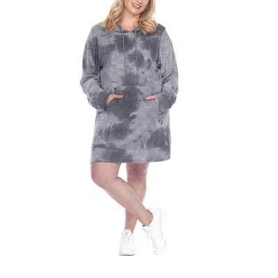 White Mark Long Sleeve Plus Sweatshirt Dress In Gray