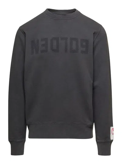 Golden Goose Cotton Sweatshirt With Logo Print In Gray